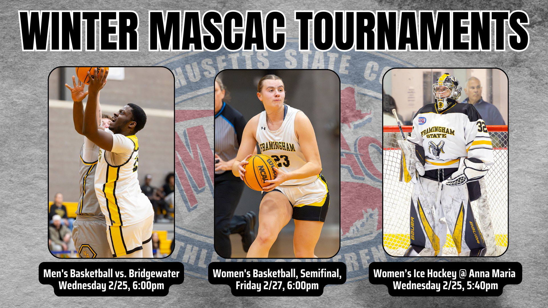 Women&rsquo;s Ice Hockey, Men's Basketball and Women&rsquo;s Basketball Set to Compete in MASCAC Tournaments