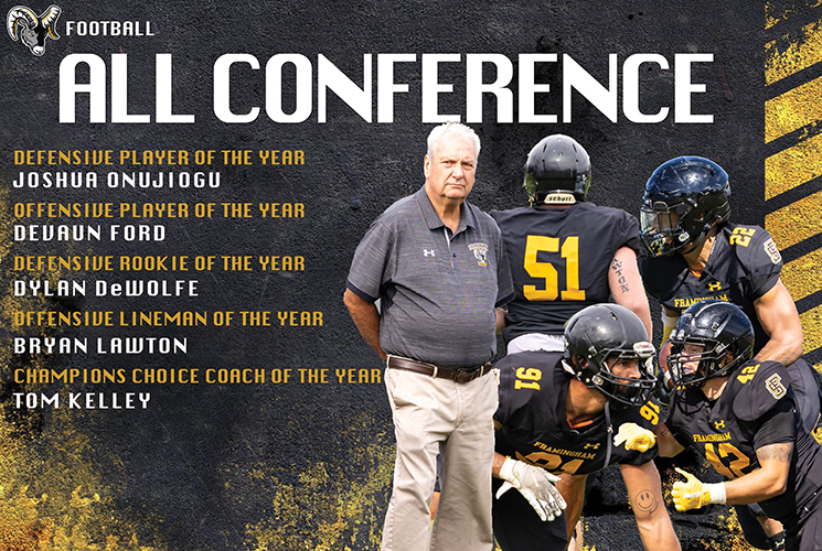 Ford, Lawton, Onujiogu, DeWolfe and Kelley Earn Major Awards as Football Lands 13 on All-MASCAC Teams