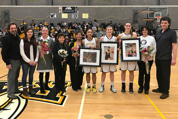 2016-17 Women's Basketball Seniors with their families