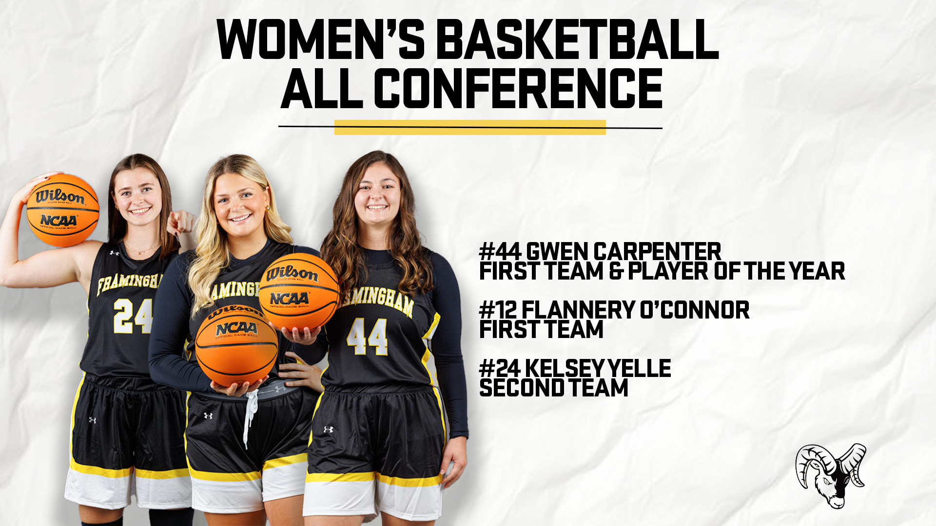 Carpenter Earns MASCAC Co-Player of the Year Honors, Paschal Named Coach of the Year, Three on All-MASCAC Squad