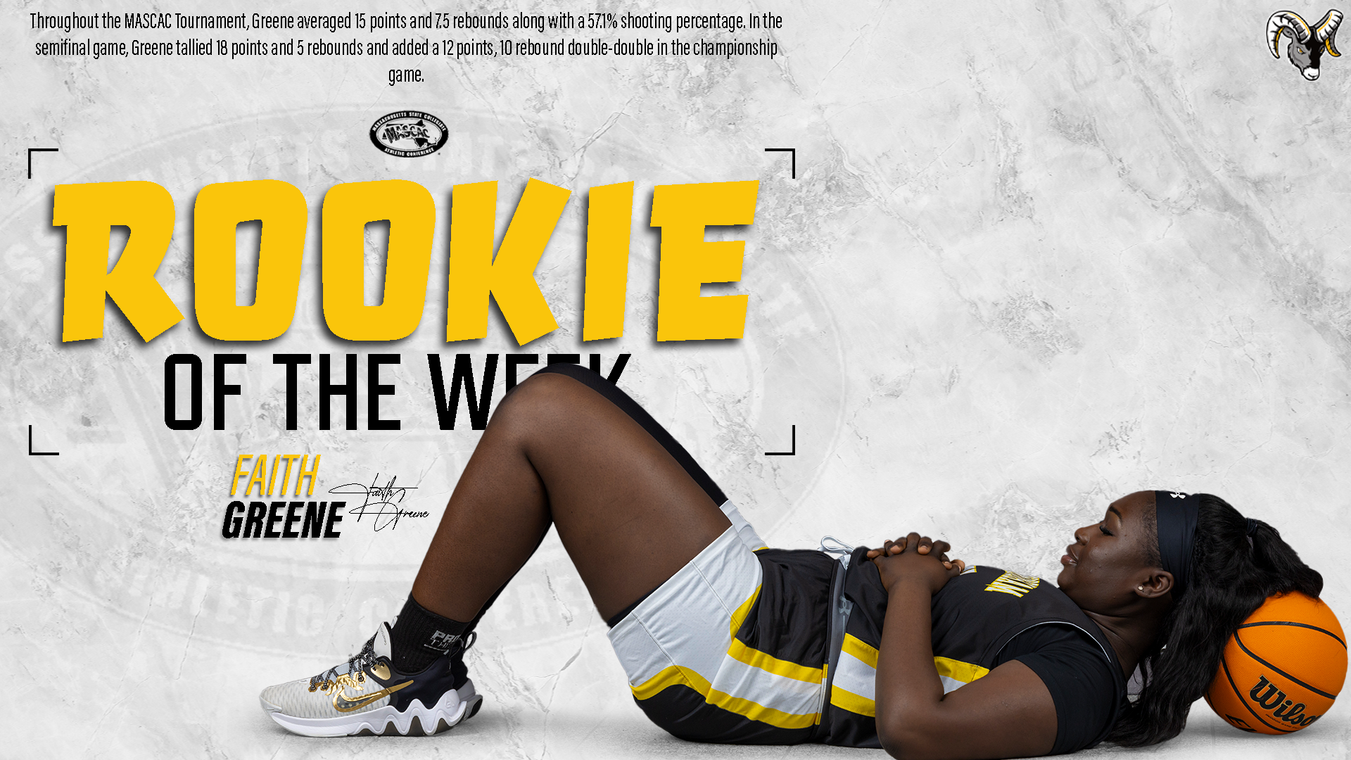 Greene Named MASCAC Women's Basketball Rookie of the Week