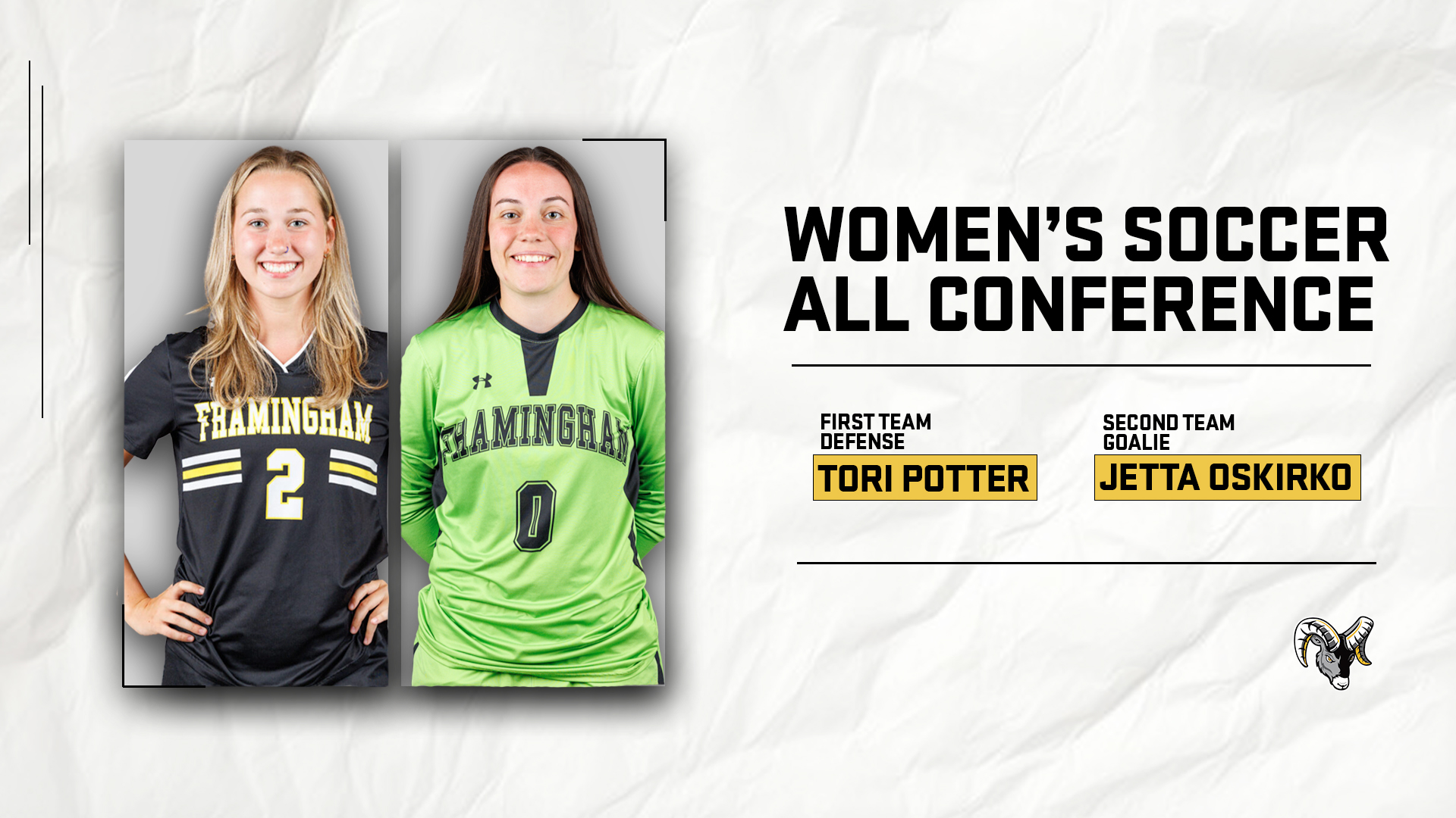 Potter & Oskirko Named to Women&rsquo;s Soccer All-MASCAC Squads